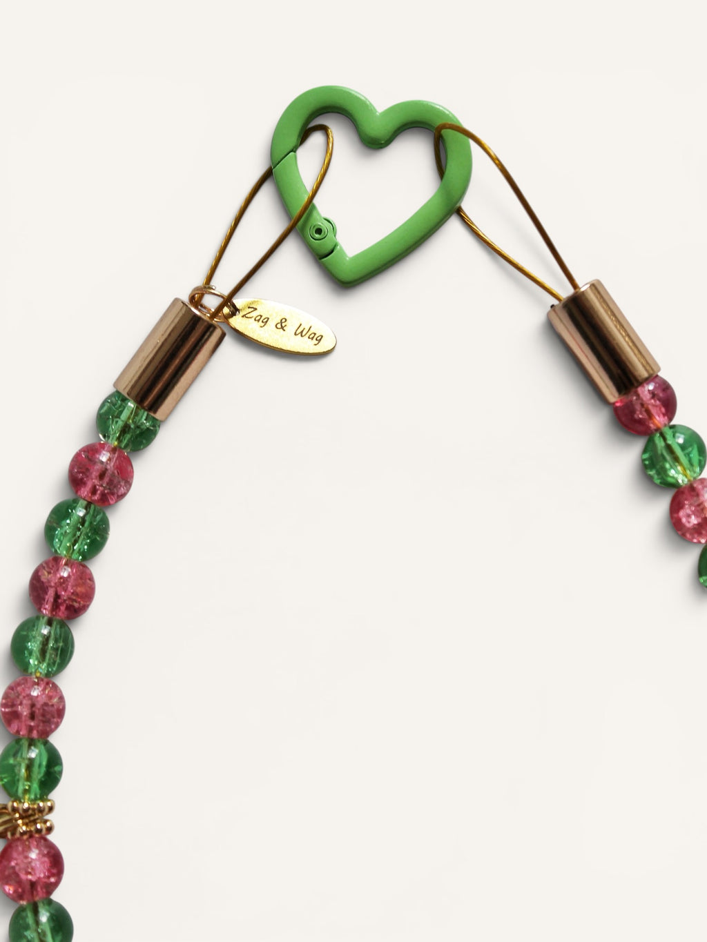 Fermoir cœur vert du collier pour chien Bee Happy