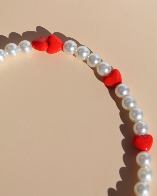 Collier artisanal pour chiens et chats avec perles et cœur argenté – Zag & Wag